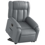 vidaXL Fotoliu rabatabil electric cu ridicare, gri, piele ecologică