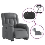 vidaXL Fotoliu rabatabil electric cu ridicare, gri, piele ecologică