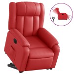 vidaXL Fotoliu rabatabil electric cu ridicare, roșu, piele ecologică