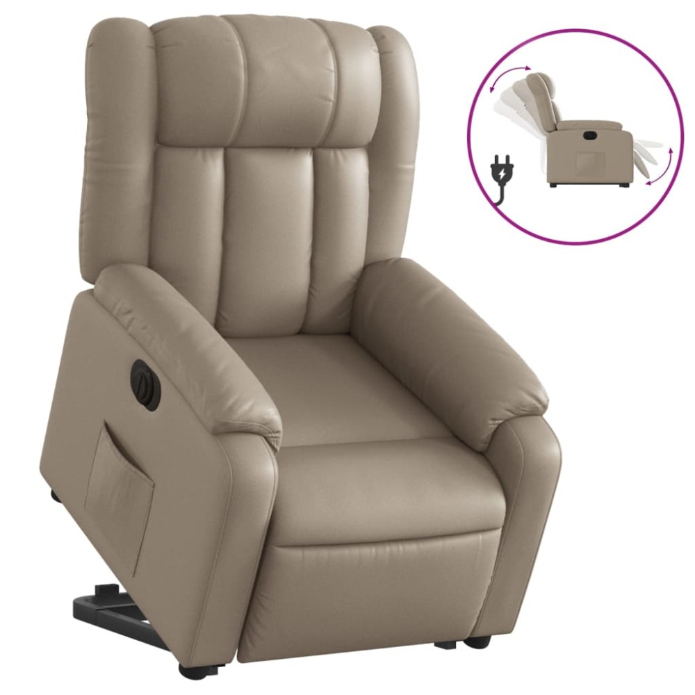vidaXL Fotoliu rabatabil electric cu ridicare, cappuccino