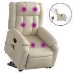 vidaXL Fotoliu electric masaj rabatabil cu ridicare, crem