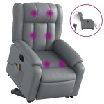 vidaXL Fotoliu masaj rabatabil electric cu ridicare, gri, piele eco