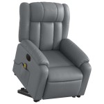vidaXL Fotoliu masaj rabatabil electric cu ridicare, gri, piele eco