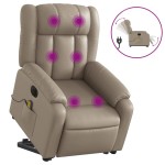 vidaXL Fotoliu electric masaj rabatabil cu ridicare, cappuccino