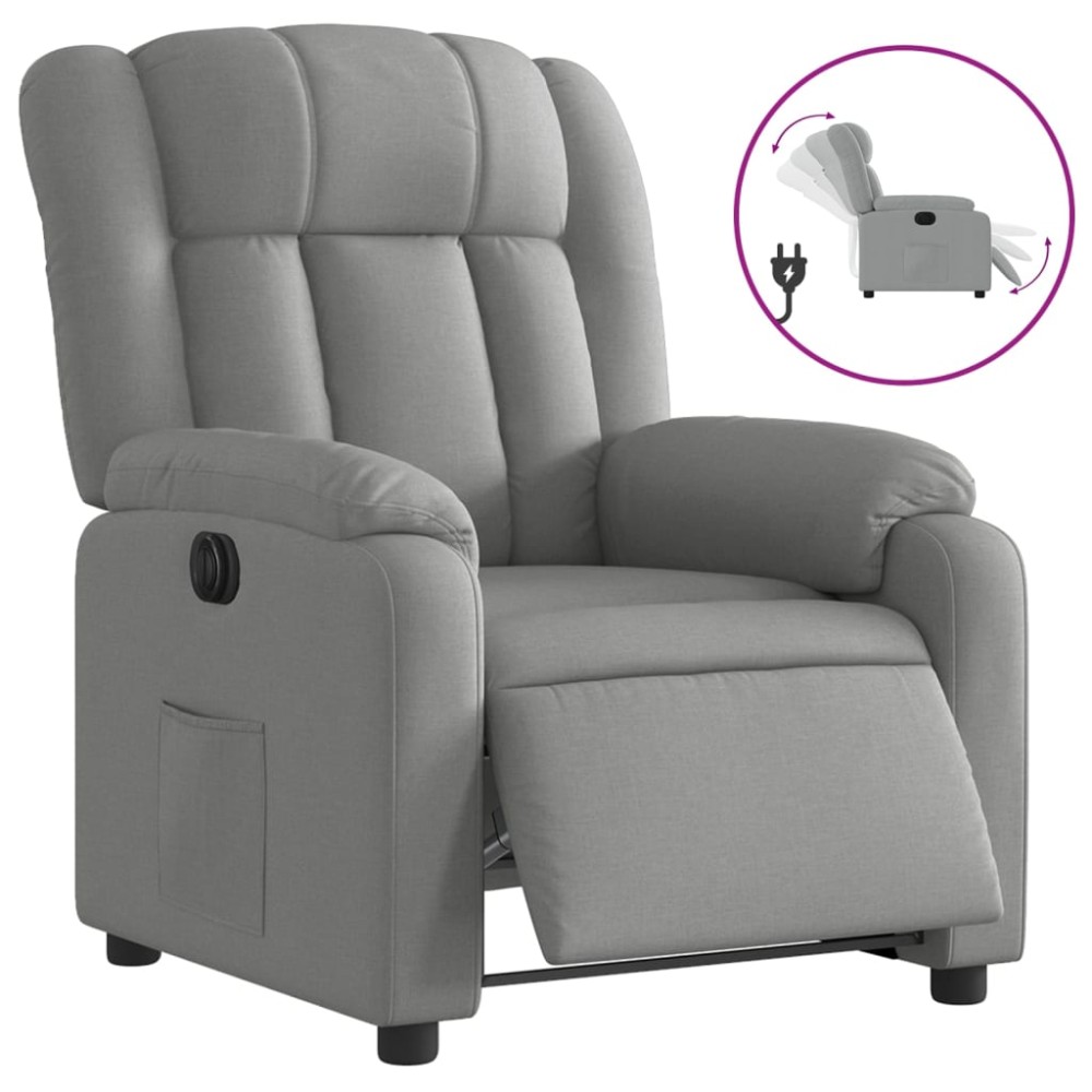 vidaXL Fotoliu rabatabil electric, gri deschis, textil