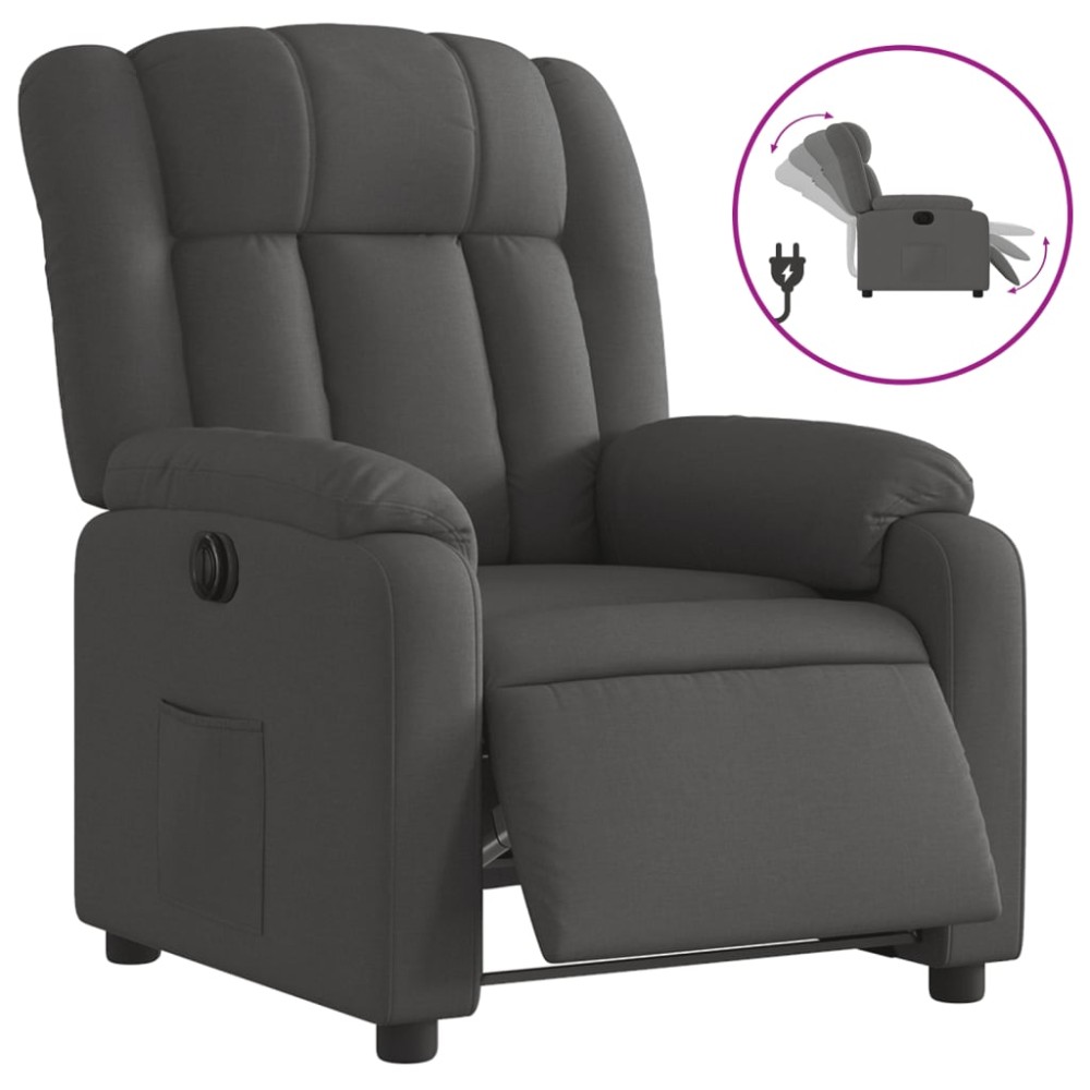 vidaXL Fotoliu rabatabil electric, gri închis, material textil