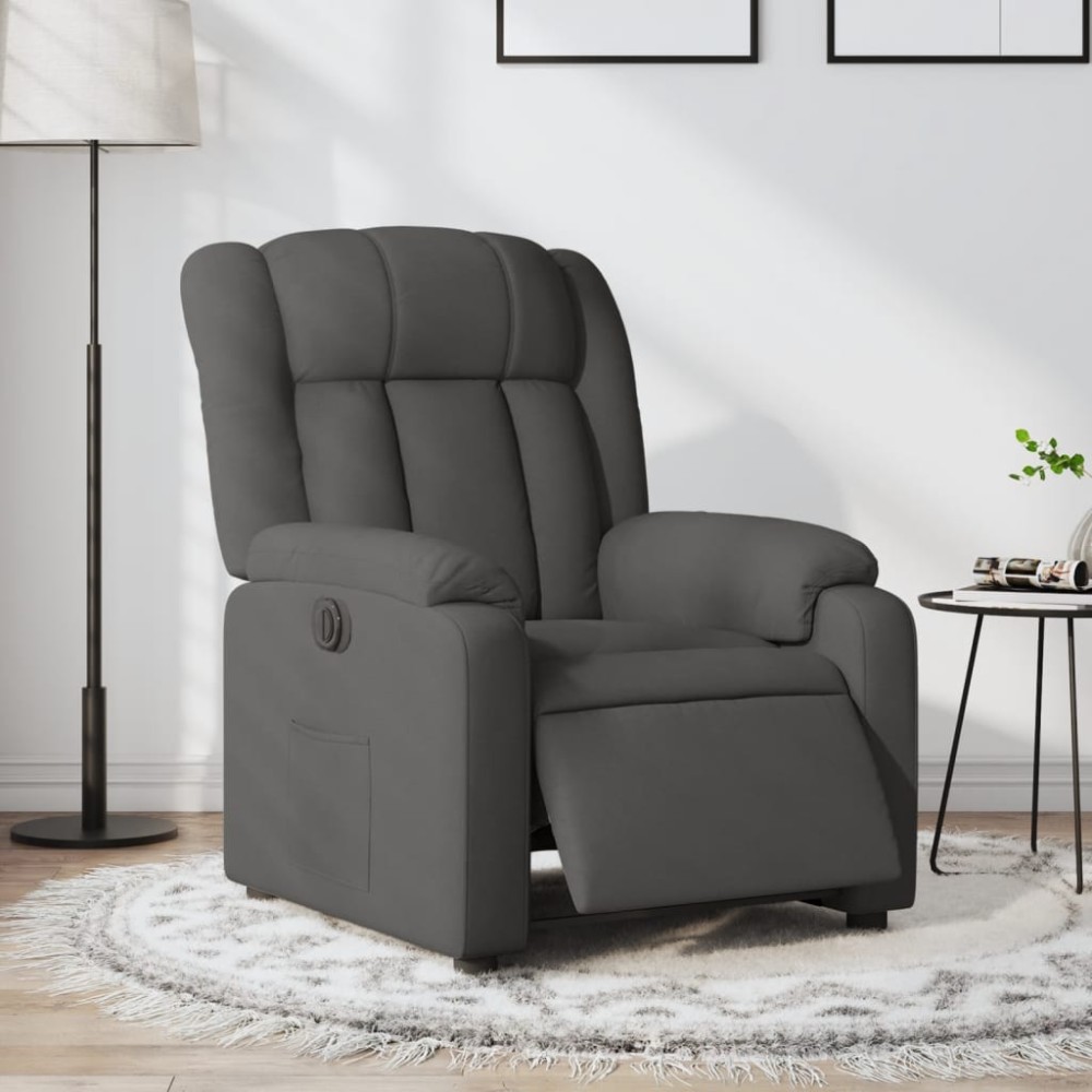 vidaXL Fotoliu rabatabil electric, gri închis, material textil