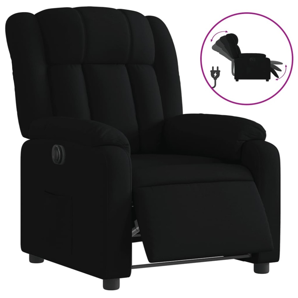 vidaXL Fotoliu rabatabil electric, negru, material textil