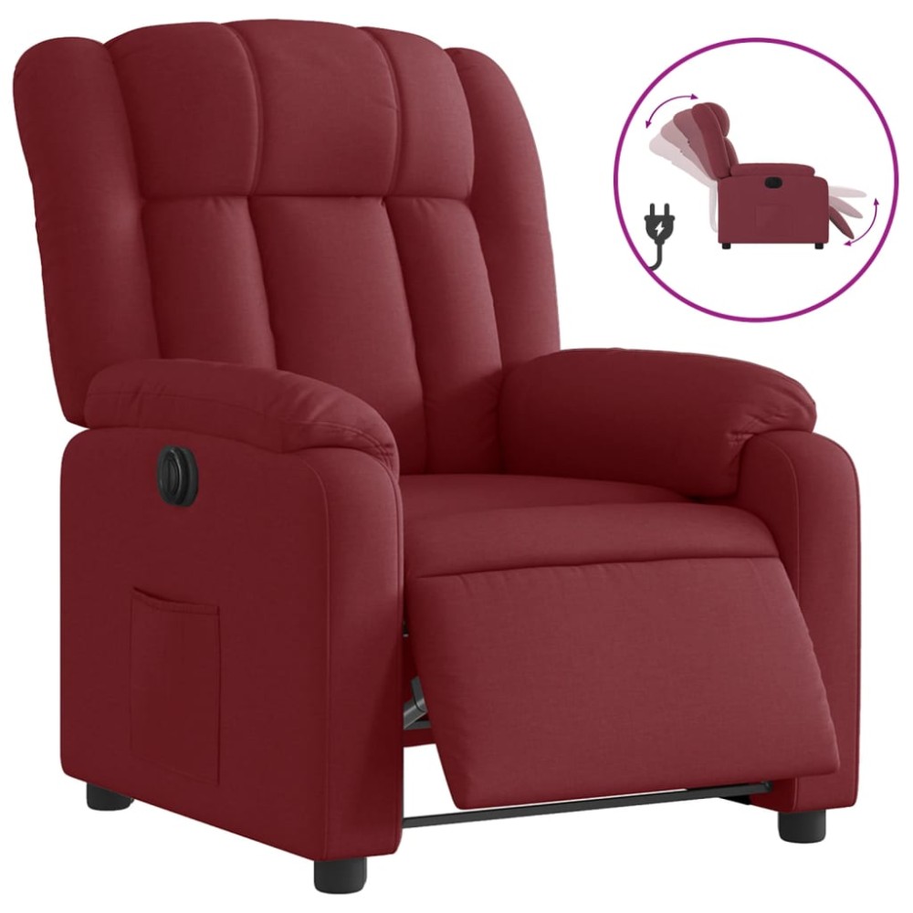 vidaXL Fotoliu rabatabil electric, roșu vin, material textil