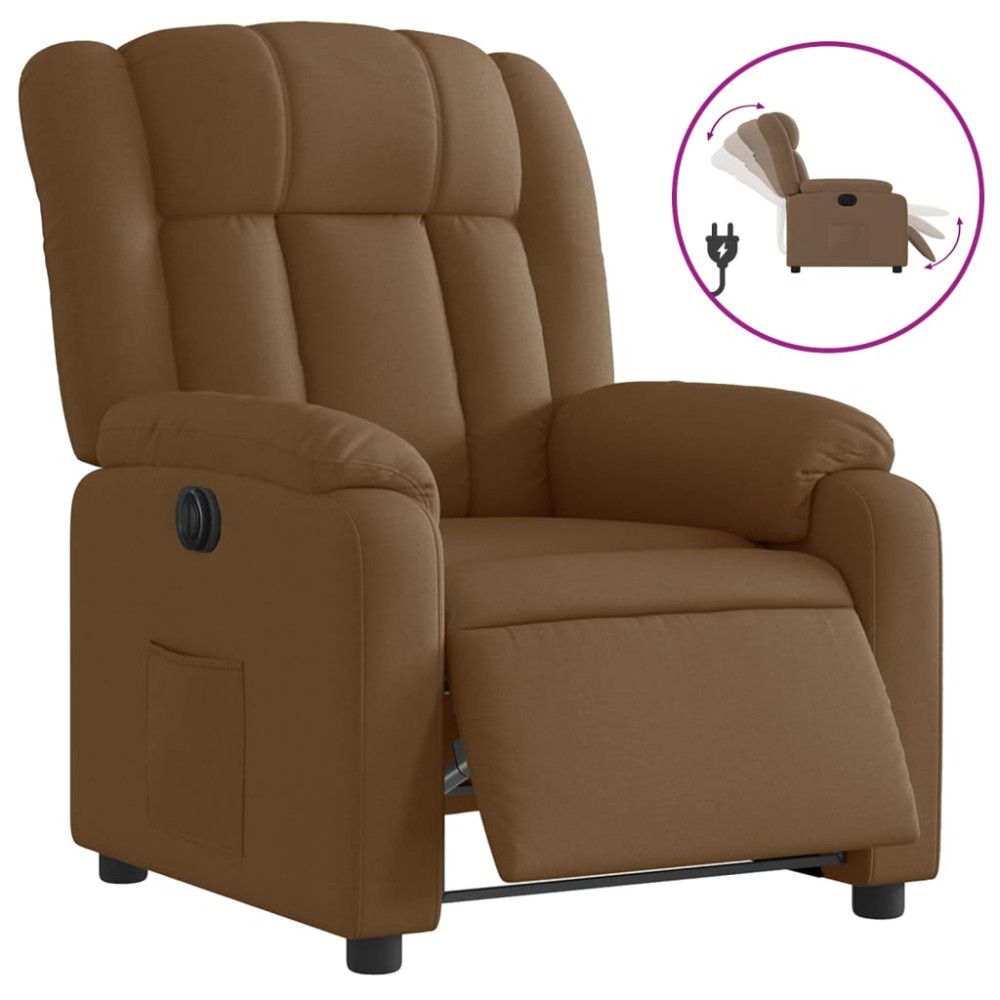 vidaXL Fotoliu rabatabil electric, maro, material textil