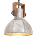 vidaXL Lampă suspendată industrială, 25 W, argintiu, rotund, 30 cm E27 vidaXL Lampă suspendată industrială, 25 W, argintiu, rotund, 30 cm E27