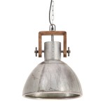 vidaXL Lampă suspendată industrială, 25 W, argintiu, rotund, 30 cm E27 vidaXL Lampă suspendată industrială, 25 W, argintiu, rotund, 30 cm E27