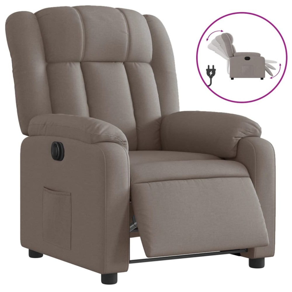 vidaXL Fotoliu rabatabil electric, gri taupe, material textil