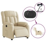 vidaXL Fotoliu rabatabil electric, crem, material textil