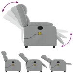 vidaXL Fotoliu electric de masaj rabatabil, gri deschis, microfibră