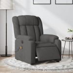vidaXL Fotoliu electric de masaj rabatabil, gri închis, textil