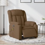 vidaXL Fotoliu electric de masaj rabatabil, maro, textil
