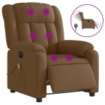 vidaXL Fotoliu electric de masaj rabatabil, maro, textil