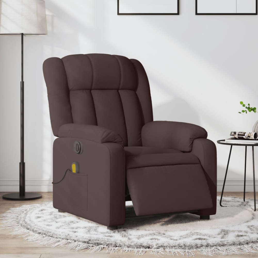 vidaXL Fotoliu electric de masaj rabatabil, maro închis, textil