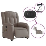 vidaXL Fotoliu electric de masaj rabatabil, gri taupe, textil