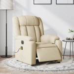 vidaXL Fotoliu electric de masaj rabatabil, crem, textil