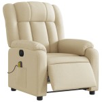 vidaXL Fotoliu electric de masaj rabatabil, crem, textil