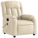 vidaXL Fotoliu electric de masaj rabatabil, crem, textil