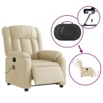 vidaXL Fotoliu electric de masaj rabatabil, crem, textil