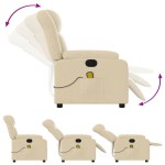vidaXL Fotoliu electric de masaj rabatabil, crem, textil