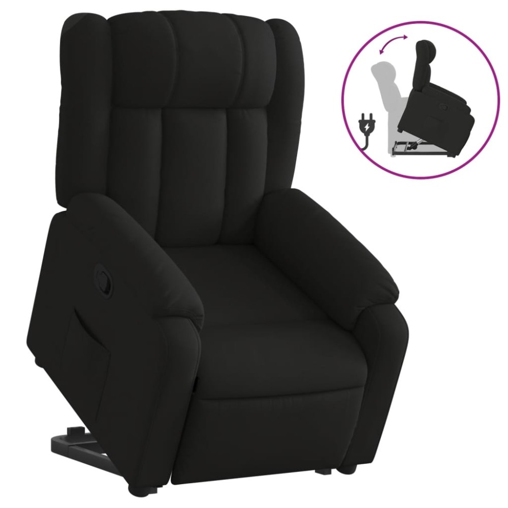 vidaXL Fotoliu rabatabil cu ridicare pe verticală, negru, textil