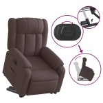 vidaXL Fotoliu rabatabil cu ridicare pe verticală, maro închis, textil