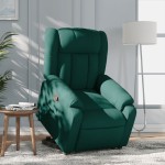 vidaXL Fotoliu rabatabil ridicare pe verticală, verde închis, textil vidaXL Fotoliu rabatabil ridicare pe verticală, verde închis, textil