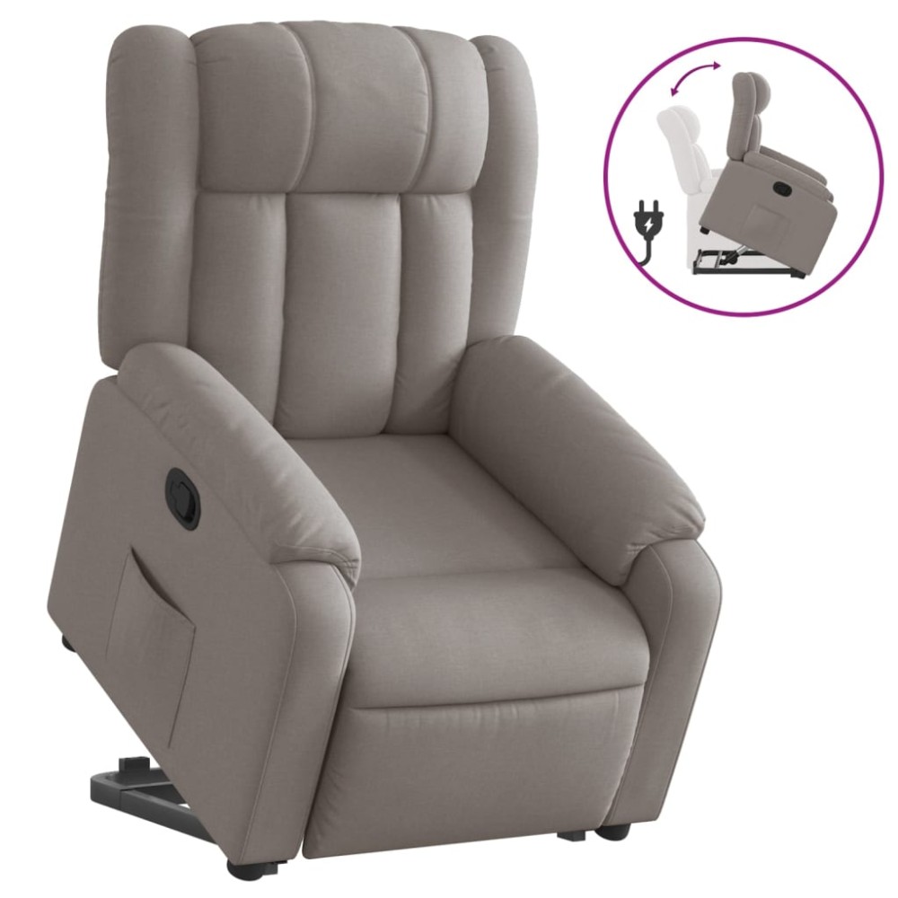 vidaXL Fotoliu rabatabil cu ridicare pe verticală, gri taupe, textil