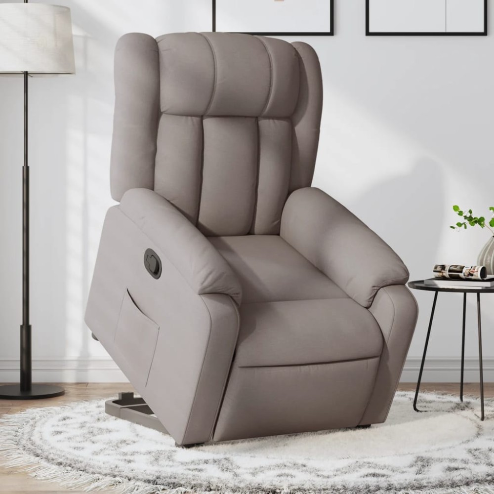 vidaXL Fotoliu rabatabil cu ridicare pe verticală, gri taupe, textil