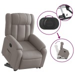 vidaXL Fotoliu rabatabil cu ridicare pe verticală, gri taupe, textil vidaXL Fotoliu rabatabil cu ridicare pe verticală, gri taupe, textil