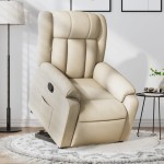 vidaXL Fotoliu rabatabil cu ridicare pe verticală, crem, textil