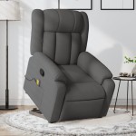 vidaXL Fotoliu de masaj rabatabil cu ridicare, gri închis, textil