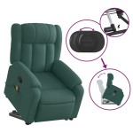 vidaXL Fotoliu rabatabil de masaj, cu ridicare, verde închis, textil