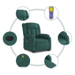 vidaXL Fotoliu rabatabil de masaj, cu ridicare, verde închis, textil