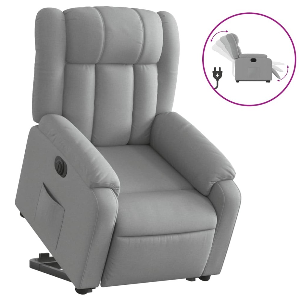 vidaXL Fotoliu electric rabatabil cu ridicare, gri deschis, textil