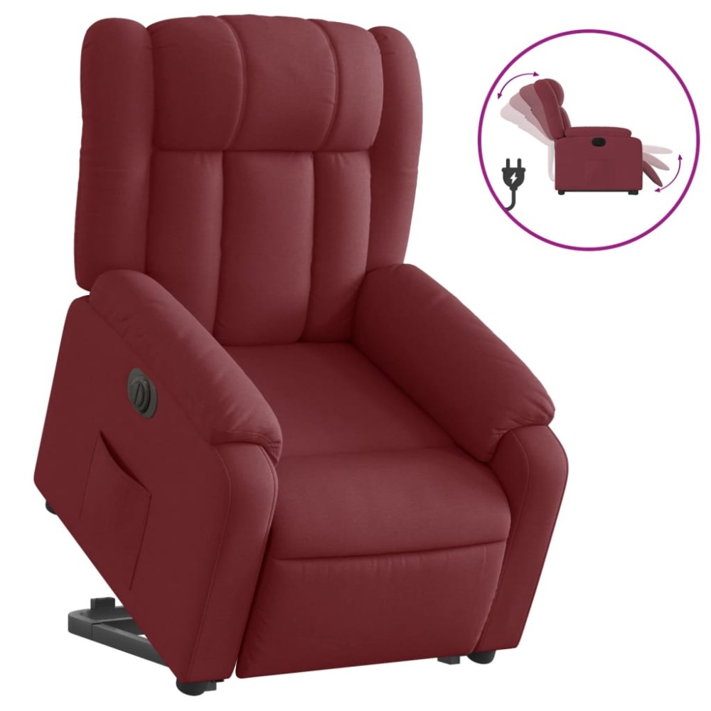 vidaXL Fotoliu electric rabatabil cu ridicare, roșu vin, textil