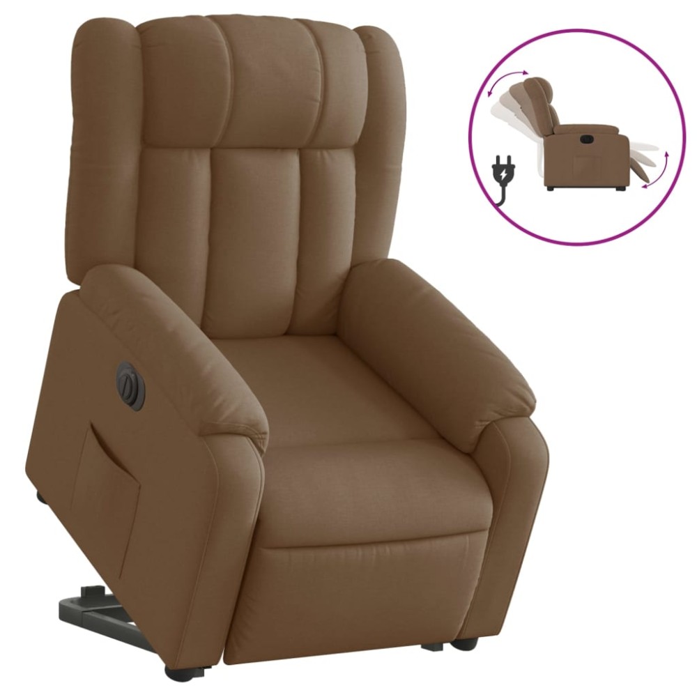 vidaXL Fotoliu electric rabatabil cu ridicare, maro, textil