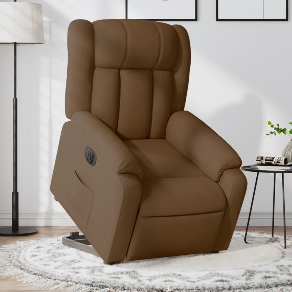 vidaXL Fotoliu electric rabatabil cu ridicare, maro, textil
