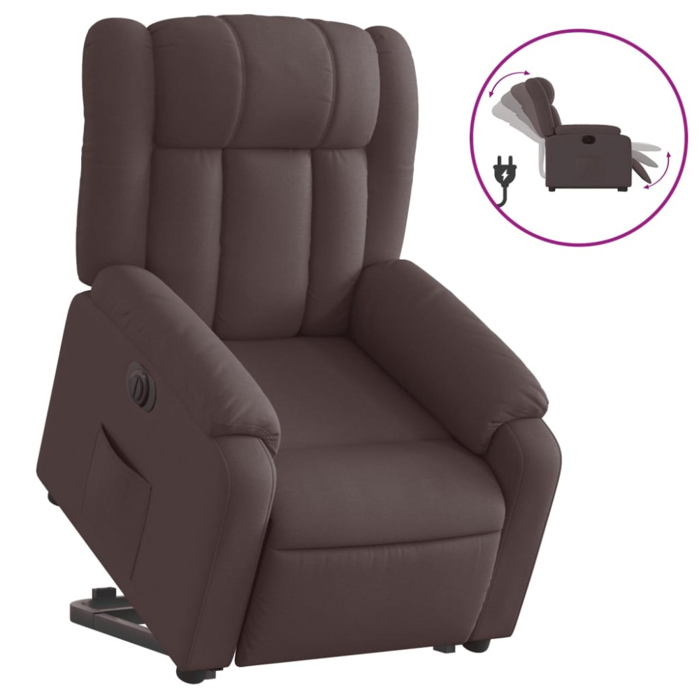 vidaXL Fotoliu electric rabatabil cu ridicare, maro închis, textil