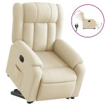 vidaXL Fotoliu electric rabatabil cu ridicare, crem, textil