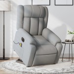 vidaXL Fotoliu electric masaj rabatabil cu ridicare, gri închis textil