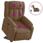 vidaXL Fotoliu electric de masaj rabatabil cu ridicare, maro, textil