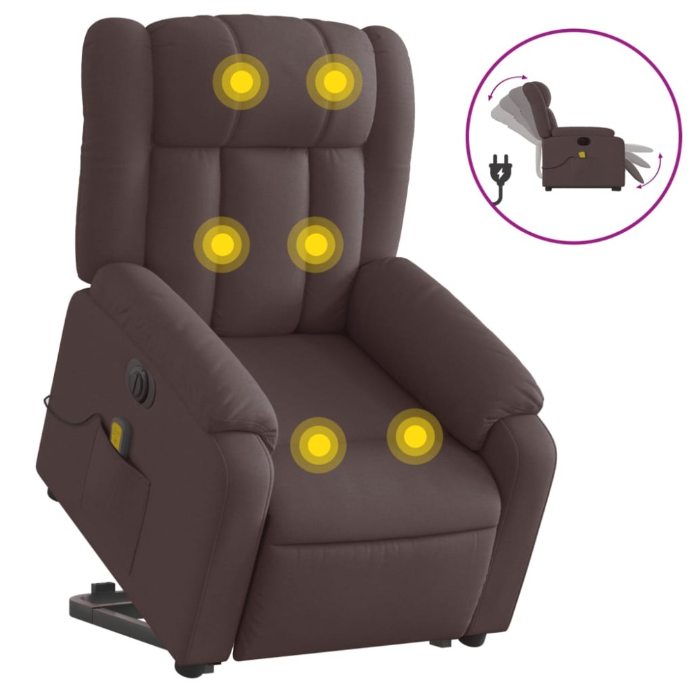 vidaXL Fotoliu electric masaj rabatabil cu ridicare maro închis textil