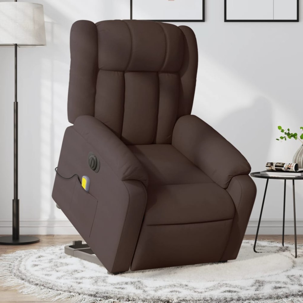 vidaXL Fotoliu electric masaj rabatabil cu ridicare maro închis textil