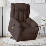 vidaXL Fotoliu electric masaj rabatabil cu ridicare maro închis textil vidaXL Fotoliu electric masaj rabatabil cu ridicare maro închis textil